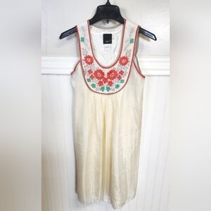 *Vintage* Aryn K Boho Vintage Style Embroidered Silk Dress - Size S…